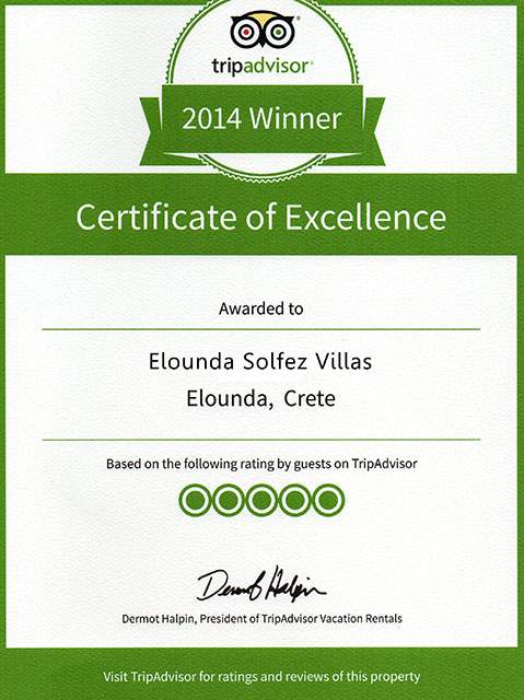 TripAdvisor Certificate of Excellence